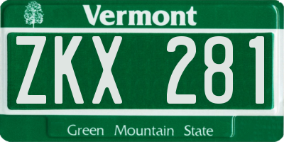 VT license plate ZKX281