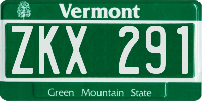 VT license plate ZKX291