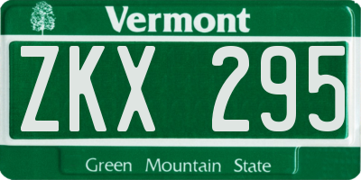 VT license plate ZKX295