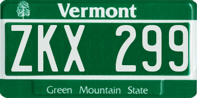 VT license plate ZKX299