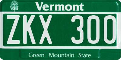 VT license plate ZKX300