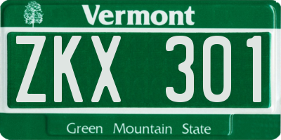 VT license plate ZKX301