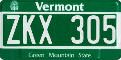 VT license plate ZKX305