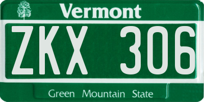 VT license plate ZKX306