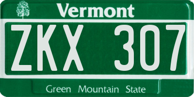 VT license plate ZKX307