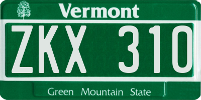 VT license plate ZKX310