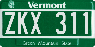 VT license plate ZKX311