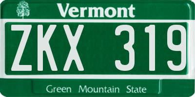 VT license plate ZKX319