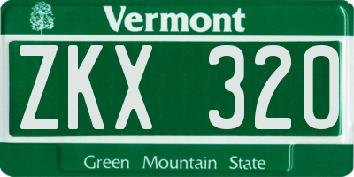 VT license plate ZKX320