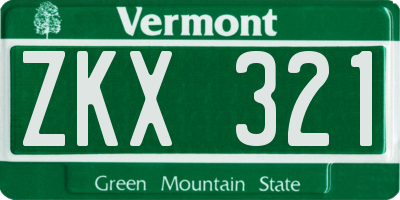 VT license plate ZKX321