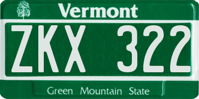 VT license plate ZKX322