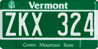 VT license plate ZKX324