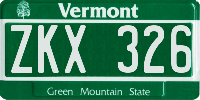 VT license plate ZKX326