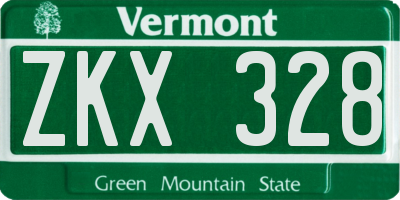 VT license plate ZKX328
