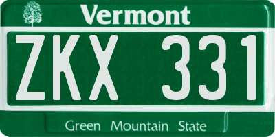 VT license plate ZKX331