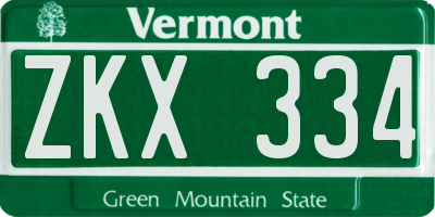 VT license plate ZKX334