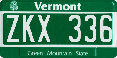 VT license plate ZKX336