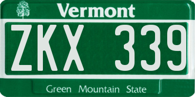 VT license plate ZKX339