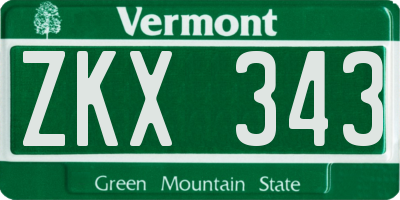 VT license plate ZKX343