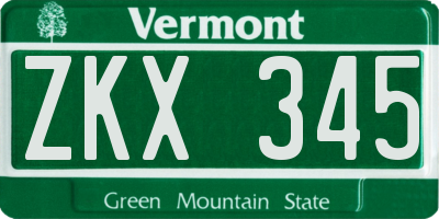 VT license plate ZKX345