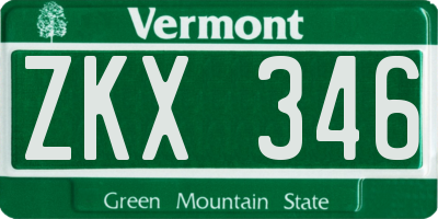 VT license plate ZKX346