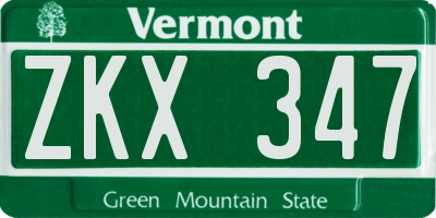 VT license plate ZKX347