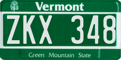 VT license plate ZKX348