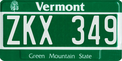 VT license plate ZKX349