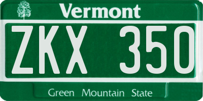 VT license plate ZKX350