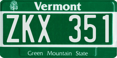 VT license plate ZKX351