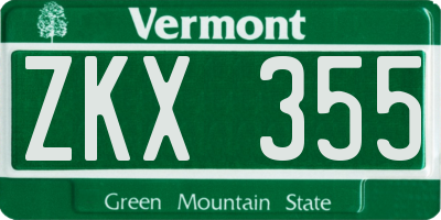 VT license plate ZKX355
