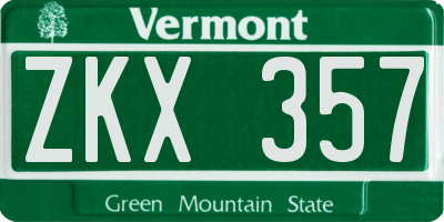 VT license plate ZKX357