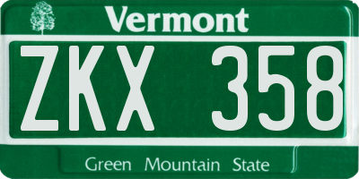 VT license plate ZKX358