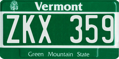 VT license plate ZKX359