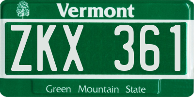 VT license plate ZKX361