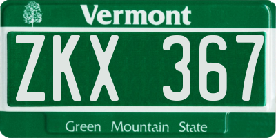 VT license plate ZKX367