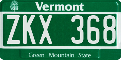 VT license plate ZKX368