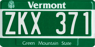VT license plate ZKX371
