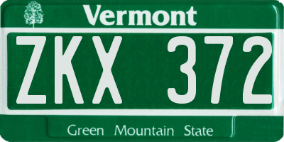 VT license plate ZKX372
