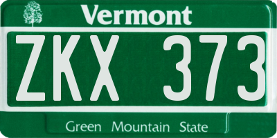 VT license plate ZKX373