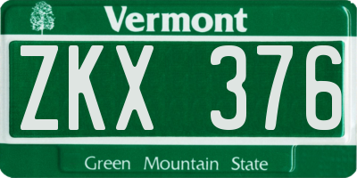 VT license plate ZKX376