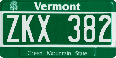 VT license plate ZKX382
