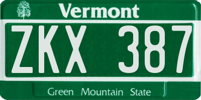 VT license plate ZKX387