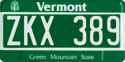 VT license plate ZKX389