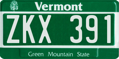 VT license plate ZKX391
