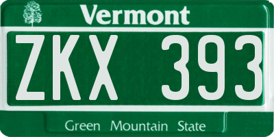 VT license plate ZKX393