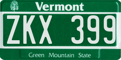 VT license plate ZKX399