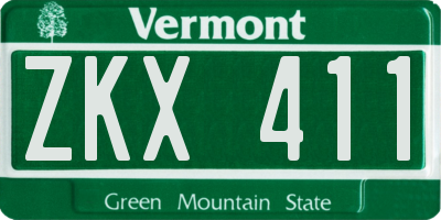 VT license plate ZKX411