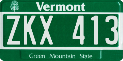 VT license plate ZKX413