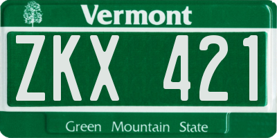 VT license plate ZKX421